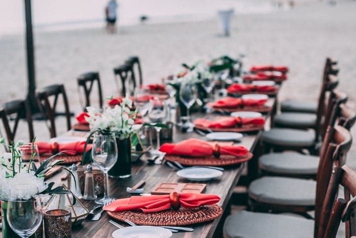 dining party on beach