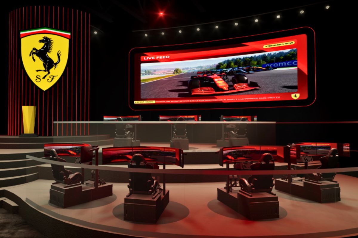 Ferrari Esports Arena interior at Ferrari World Abu Dhabi Yas Island Ferrari Esports Arena interior at Ferrari World Abu Dhabi Yas Island