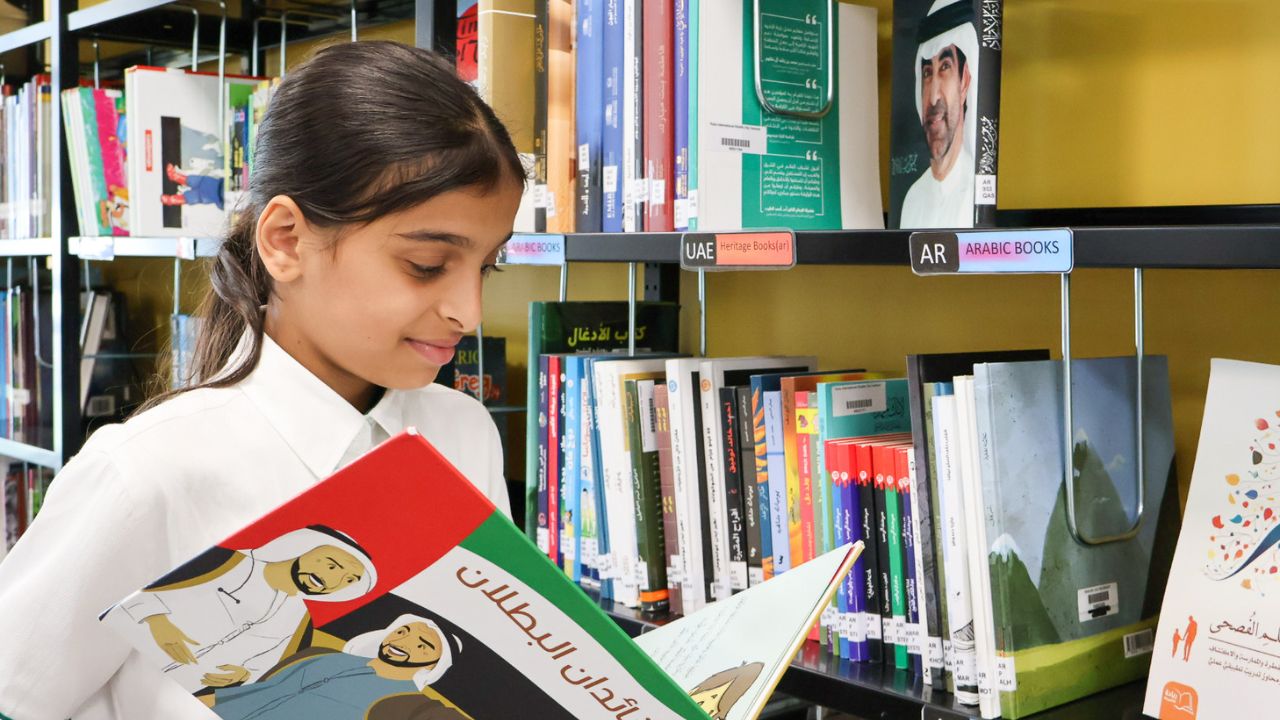 raha international school kcc raha international school khalifa city campus student reading in the library